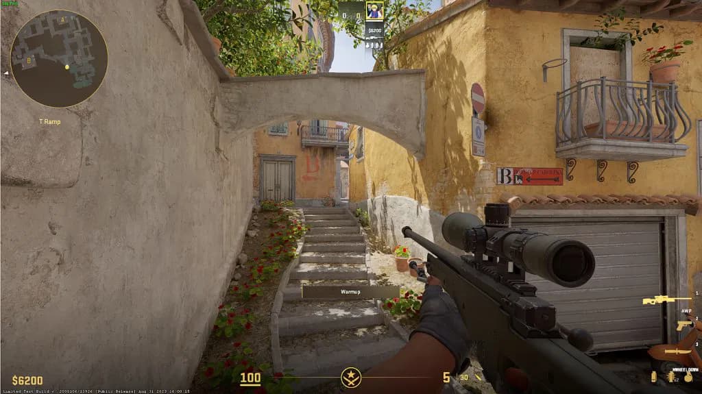 Counter-Strike 2, first-person view on Inferno